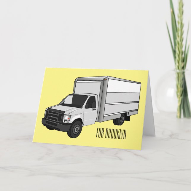 Box truck cartoon illustration card (Front)
