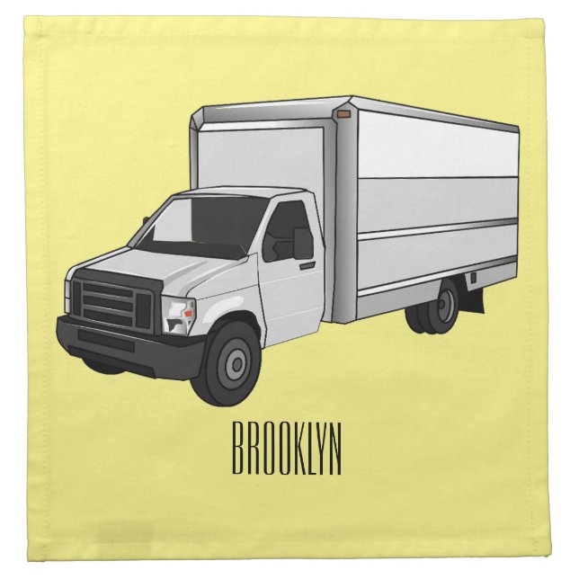 Box truck cartoon illustration cloth napkin (Front)