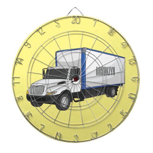 Box truck cartoon illustration dart board (Front)