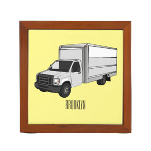 Box truck cartoon illustration desk organizer