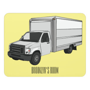 Box truck cartoon illustration door sign