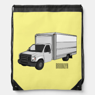 Box truck cartoon illustration drawstring bag