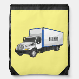 Box truck cartoon illustration drawstring bag
