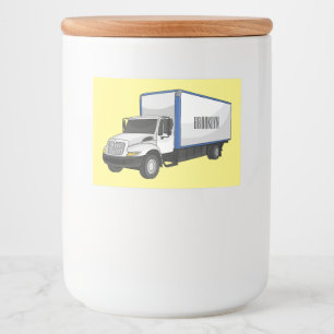 Box truck cartoon illustration  food label