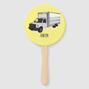 Box truck cartoon illustration hand fan