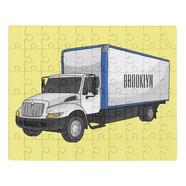 Box truck cartoon illustration jigsaw puzzle (Puzzle Horizontal)