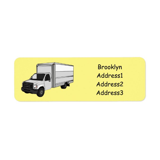Box truck cartoon illustration label (Front)