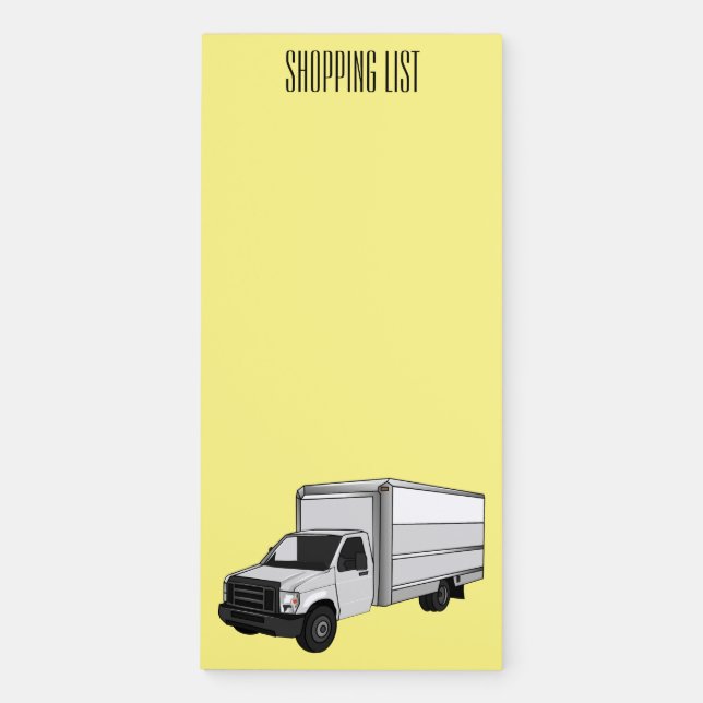 Box truck cartoon illustration magnetic notepad (Front)