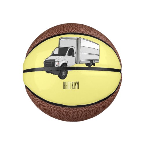 Box truck cartoon illustration mini basketball