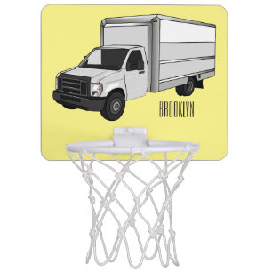 Box truck cartoon illustration mini basketball hoop