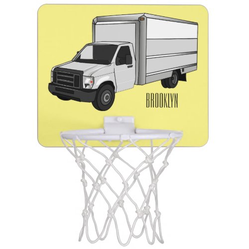 Box truck cartoon illustration mini basketball hoop