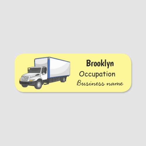 Box truck cartoon illustration name tag