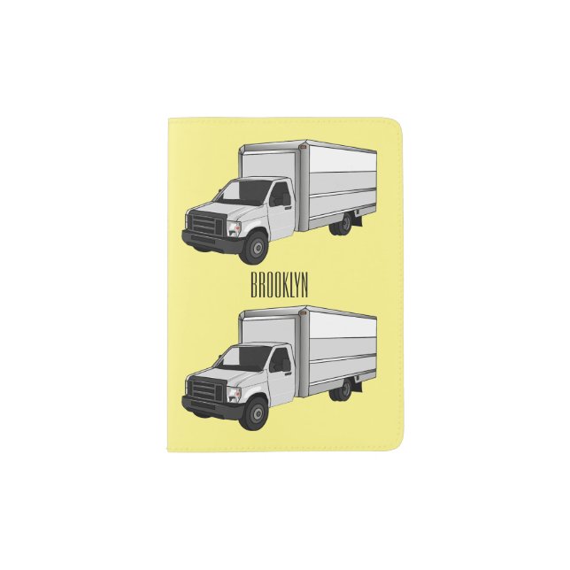 Box truck cartoon illustration passport holder (Front)