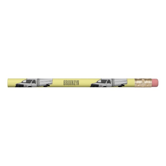 Box truck cartoon illustration pencil (Front)