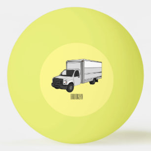 Box truck cartoon illustration ping pong ball