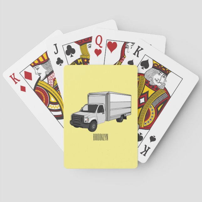 Box truck cartoon illustration poker cards (Back)