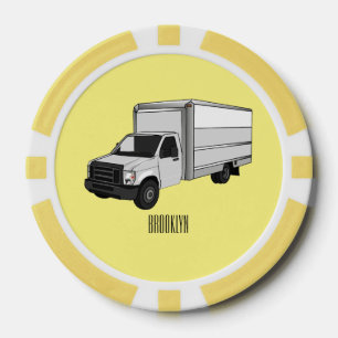 Box truck cartoon illustration poker chips
