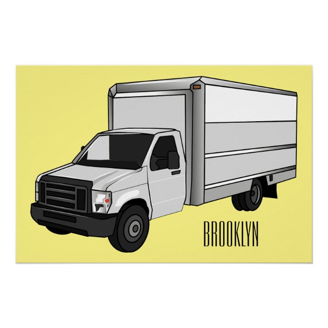 Box truck cartoon illustration poster (Front)