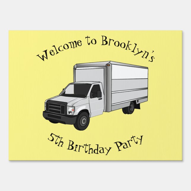 Box truck cartoon illustration sign (Front)