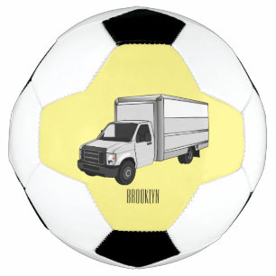 Box truck cartoon illustration soccer ball