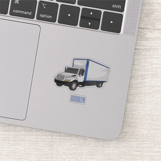 Box truck cartoon illustration sticker (Detail)