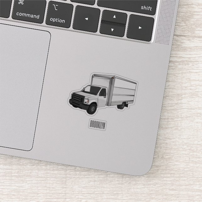 Box truck cartoon illustration sticker (Detail)