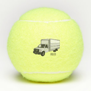 Box truck cartoon illustration tennis balls