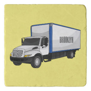 Box truck cartoon illustration trivet
