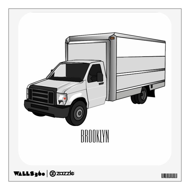 Box truck cartoon illustration wall decal (Front)