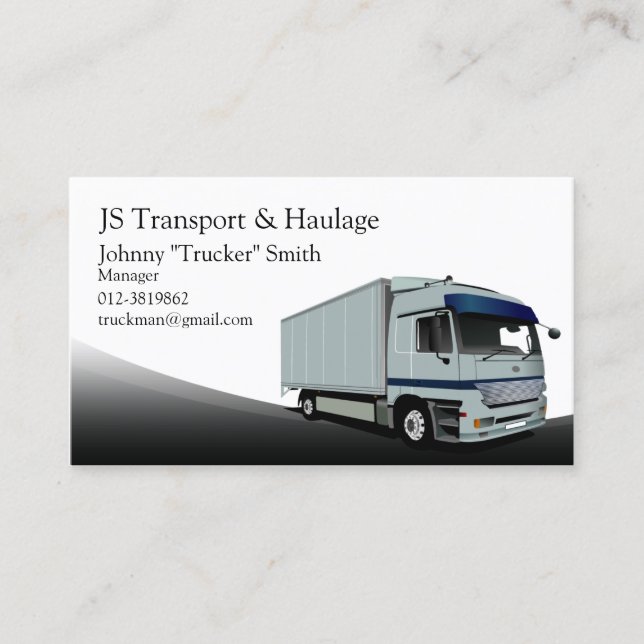Box Truck Haulage Black Business Card (Front)