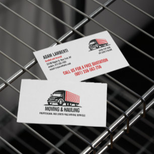 BOX TRUCK MOVING AND HAULING PROFESSIONAL BUSINESS CARD