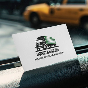 BOX TRUCK MOVING AND HAULING PROFESSIONAL GREEN BUSINESS CARD