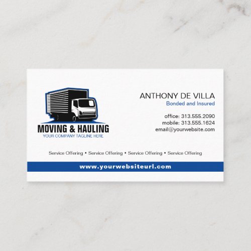 Box Truck Moving  Delivery  Junk Haul Service Business Card