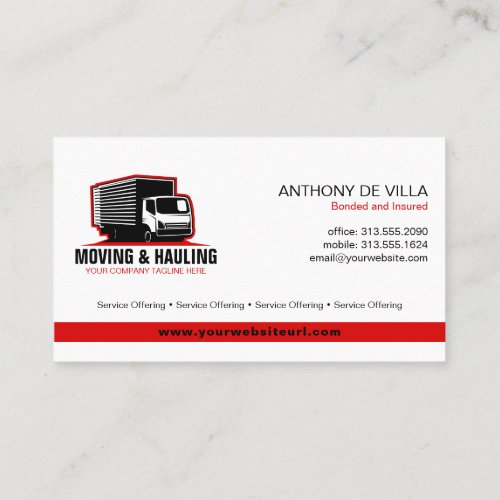 Box Truck Moving  Delivery Service Company Busine Business Card