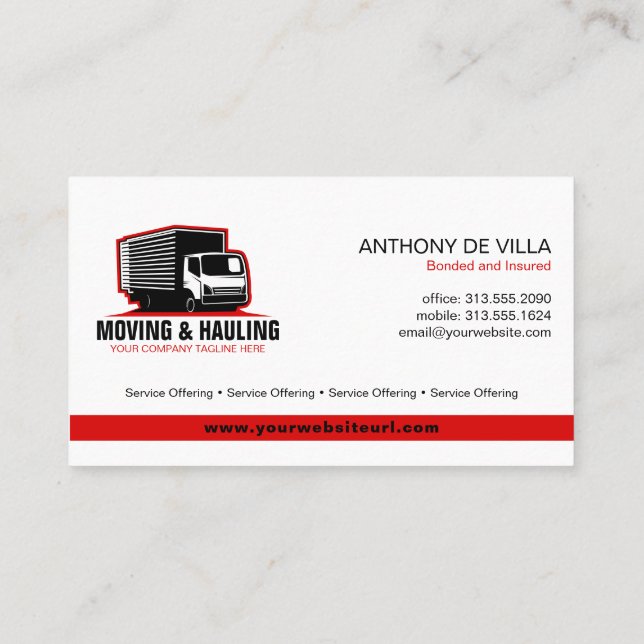 Box Truck Moving & Delivery Service Company Busine Business Card (Back)