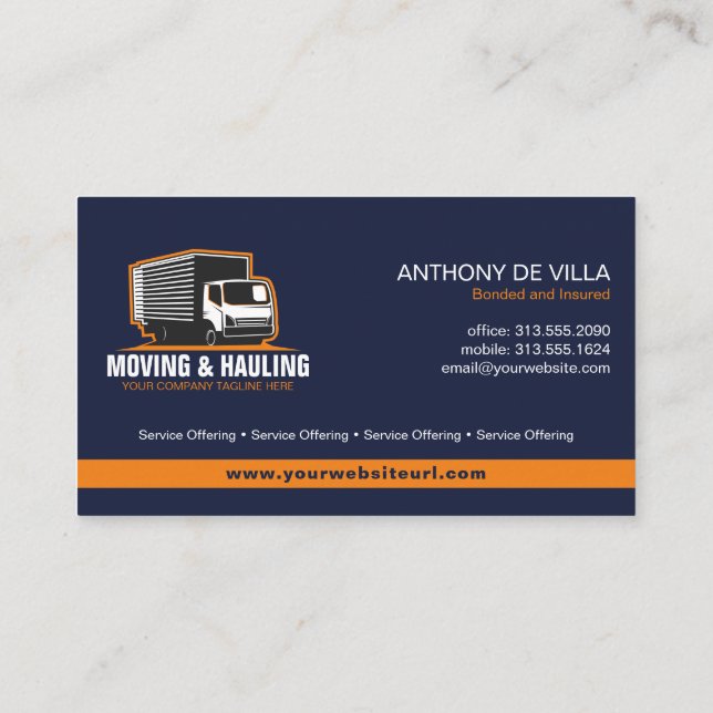 Box Truck Moving & Delivery Service Company Busine Business Card (Back)