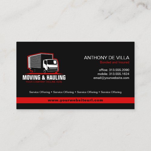 Box Truck Moving  Delivery Service Company Business Card