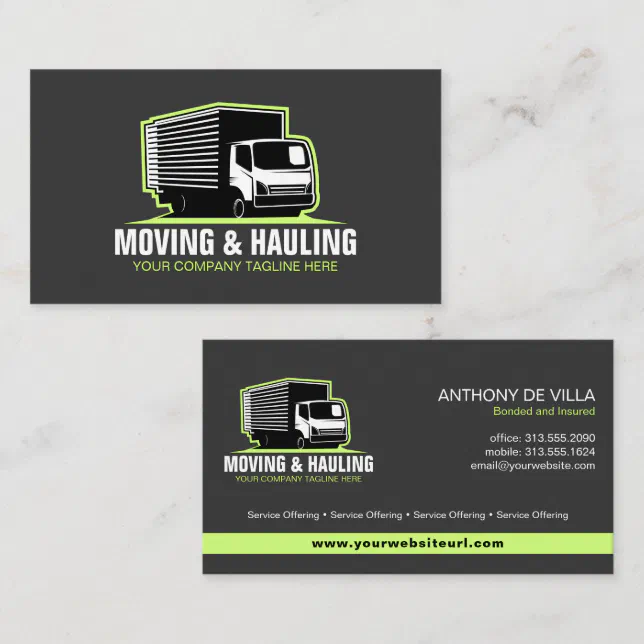 Box Truck Moving, Hauling & Delivery Service Business Card Zazzle