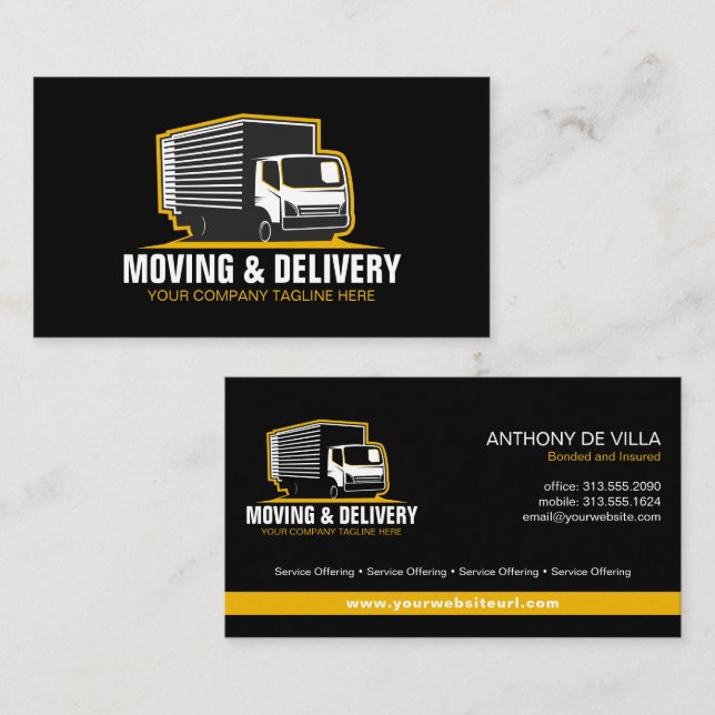 Box Truck Moving Hauling Delivery Service Company  Business Card (Front/Back)