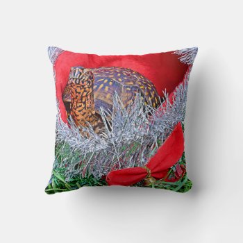 Box Turtle Christmas Throw Pillow by WackemArt at Zazzle