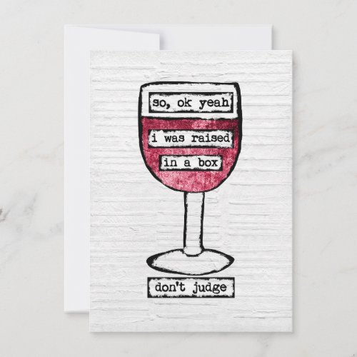 Box Wine Glass Greeting Card _ Funny Wine