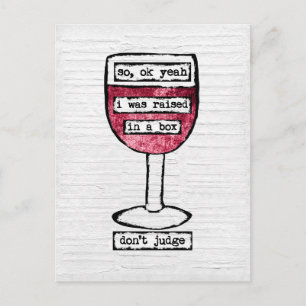 Box Wine Glass Postcard - Funny Wine