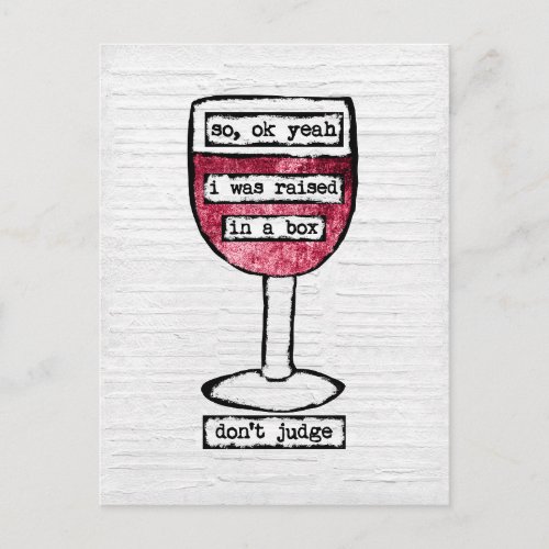 Box Wine Glass Postcard _ Funny Wine