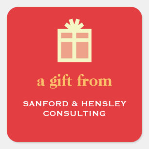 Box with bow sophisticated gift tag red label