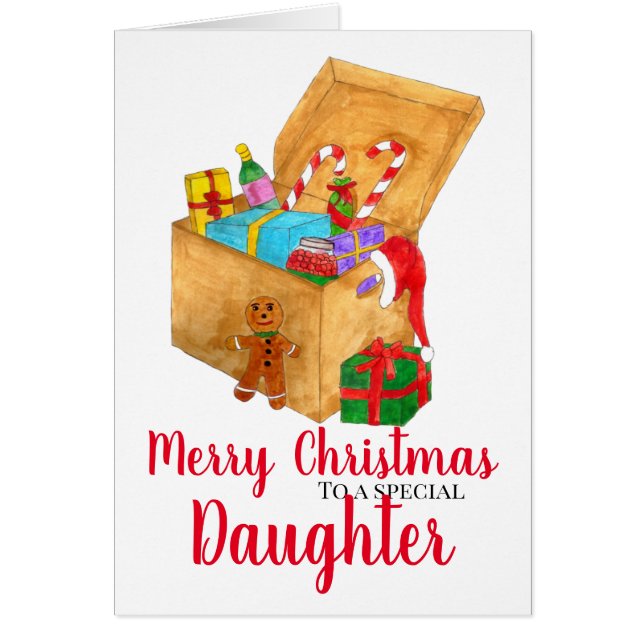 Box with Christmas Gifts Customizable Cards (Front)