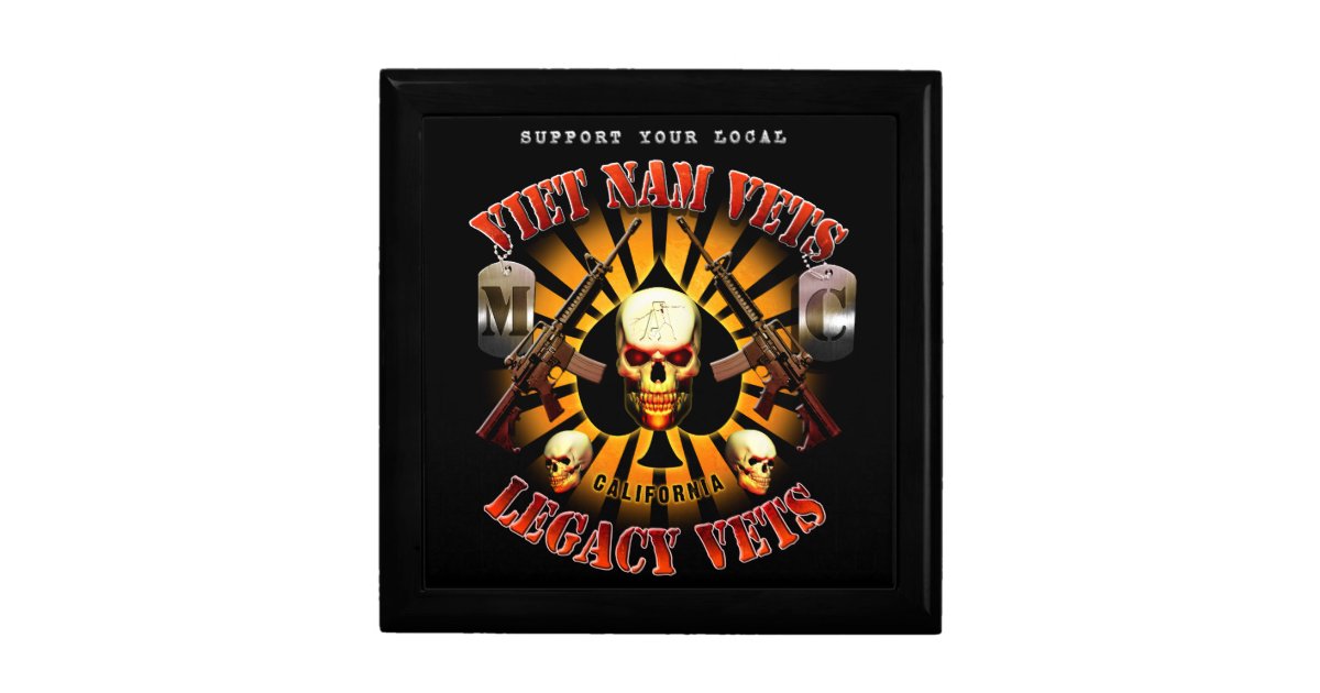 Box With Support Viet Nam Vets Mc Skull Zazzle Com