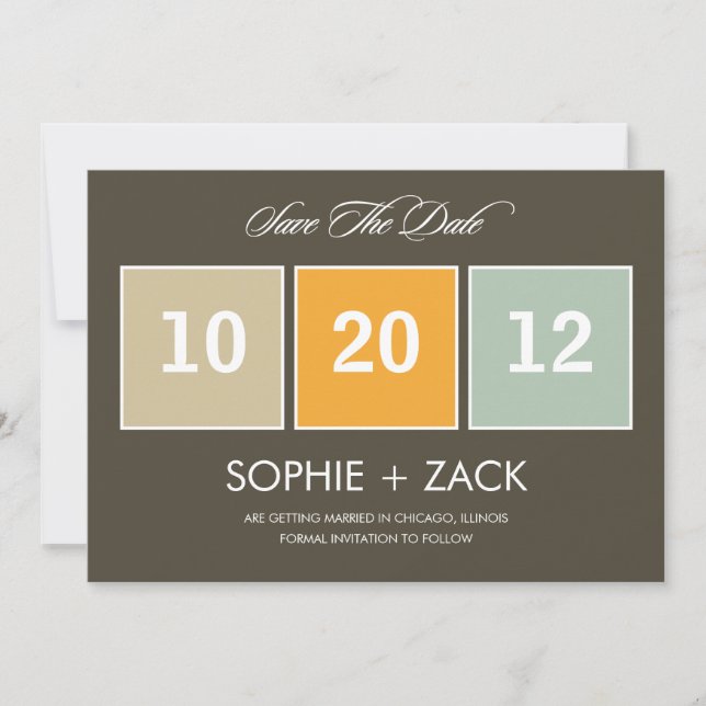 Boxed Calendar Save The Date Announcements (Gray) (Front)