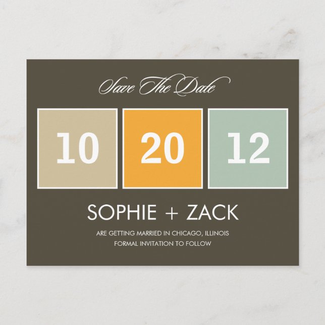 Boxed Calendar Save The Date Postcard (Gray) (Front)