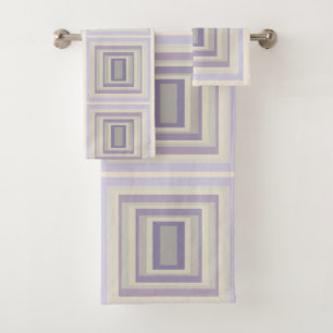 Boxed In Chalk Gray Lavender Geometric Design Bath Towel Set