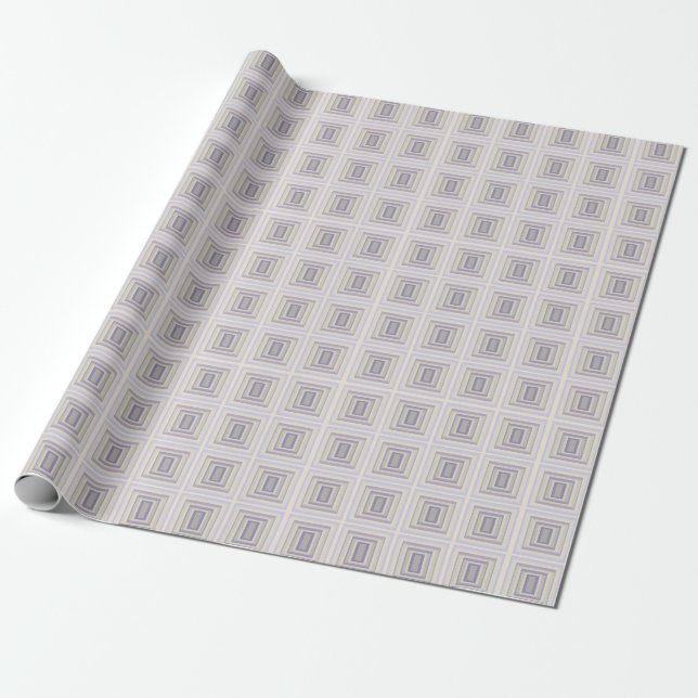 Boxed In Chalk Gray Lavender Geometric Design Wrapping Paper (Unrolled)